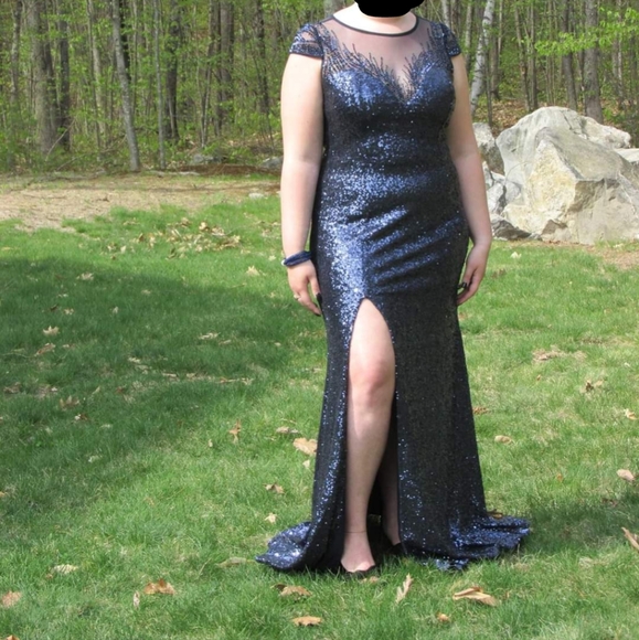 Navy sequence Dress for event, prom, wedding - Picture 1 of 4
